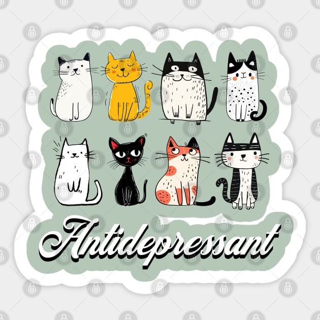 cat funny antidepressant Sticker by Pixel Threads 